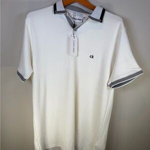 Calvin Klein White Polo with Black Accent